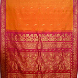 Click Here For Bigger Zoom - Gadwal  Pattu Saree - Light Orange GPT-9